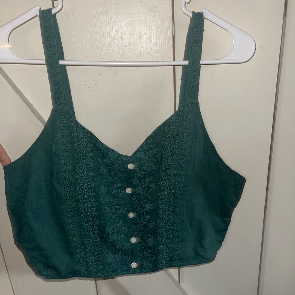 American Eagle Green Crop Tank